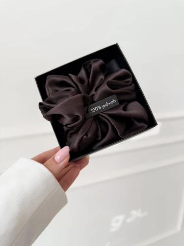 POSHYOU Duża jedwabna gumka CHOCOLATE BROWN