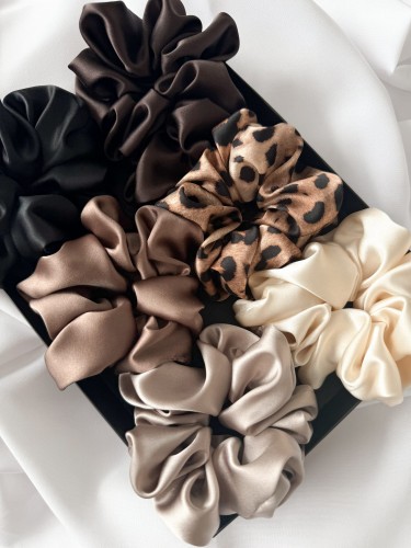 POSHYOU Zestaw dużych jedwabnych gumek CHOCOLATE TONES
